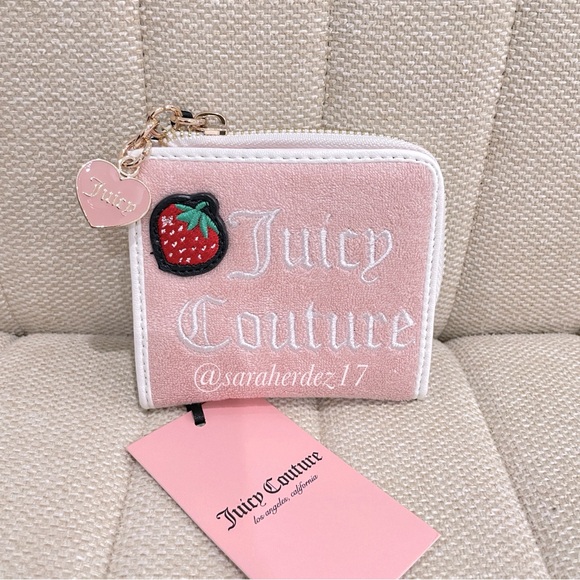 NEW Juicy Couture Strawberry Pink Diamond‎ Sweet Juicy L Zip Card Case - Picture 1 of 6